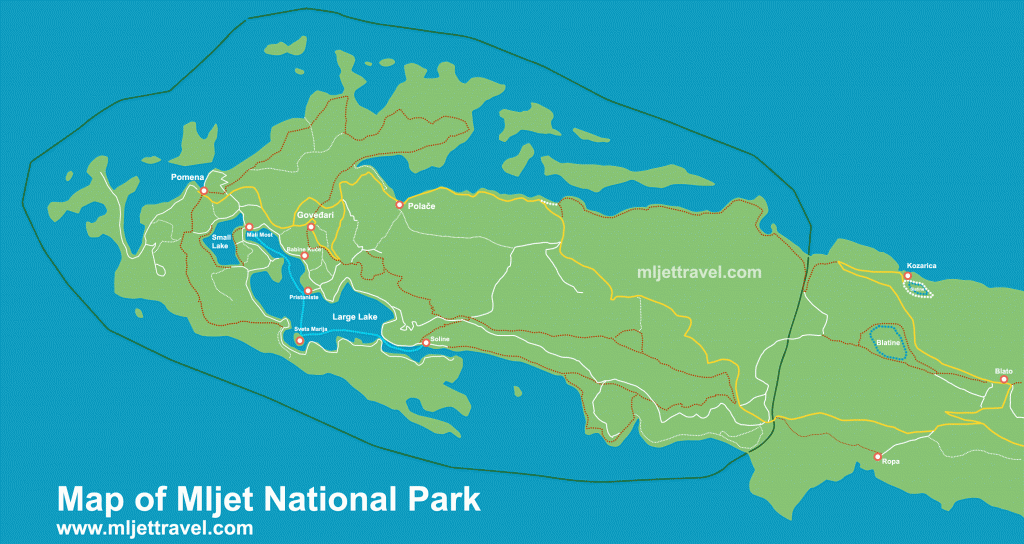 Map of Mljet National Park - click to enlarge!