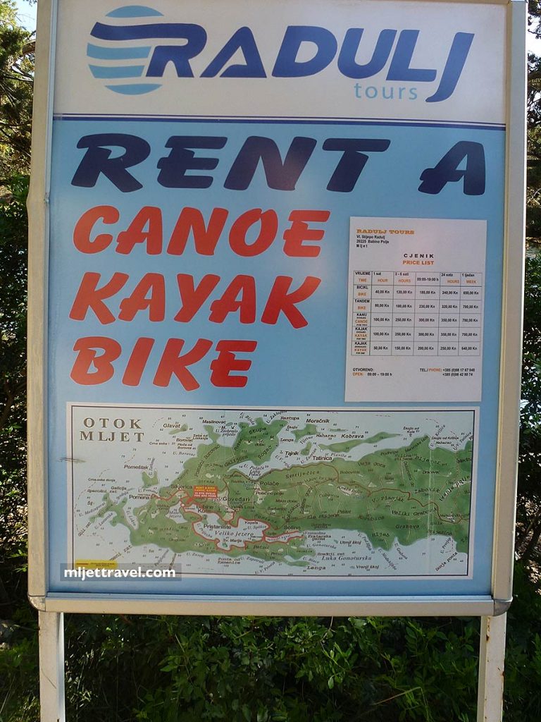 canoe, kayak and bike rental in the National Park